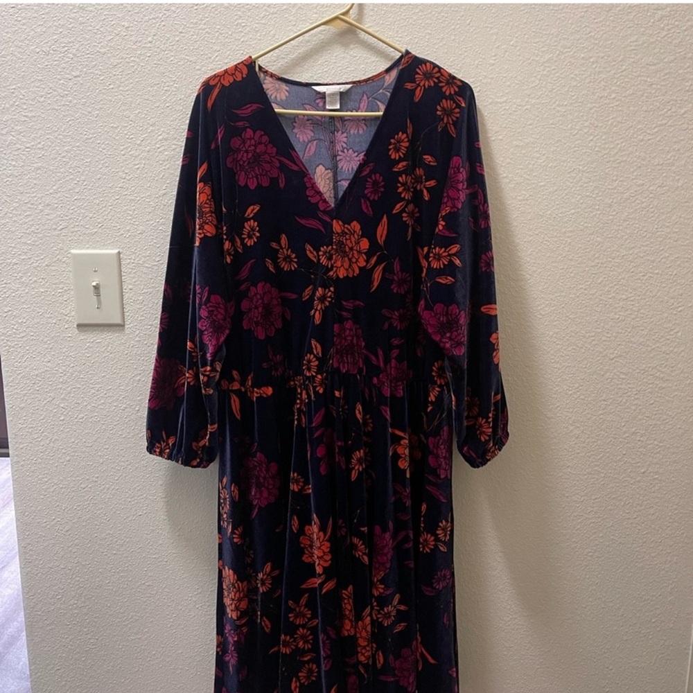 London Times Floral Long Sleeve Dress - Black and Orange - Picture 5 of 5